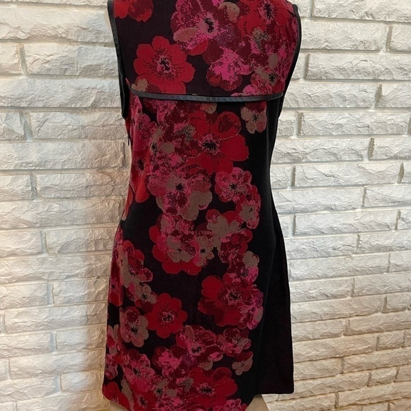 YOANA Baraschi Dress Floral Knot Faux Leather Sleeveless colorbock Sz M - Picture 7 of 9